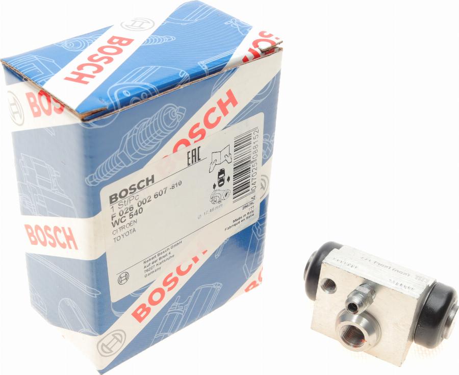 BOSCH F 026 002 607 - Cilindretto freno www.autoricambit.com