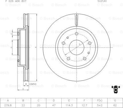 BOSCH F 026 A06 807 - Discofreno www.autoricambit.com