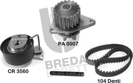 Breda Lorett KPA0647A - Pompa acqua + Kit cinghie dentate www.autoricambit.com