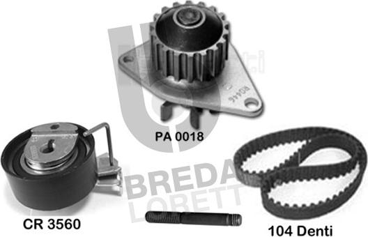 Breda Lorett KPA0647B - Pompa acqua + Kit cinghie dentate www.autoricambit.com