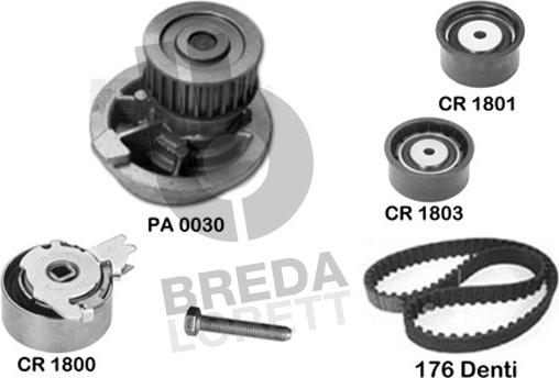 Breda Lorett KPA0614A - Pompa acqua + Kit cinghie dentate www.autoricambit.com