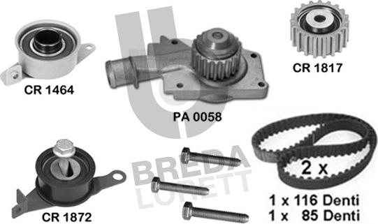 Breda Lorett KPA0010A - Pompa acqua + Kit cinghie dentate www.autoricambit.com