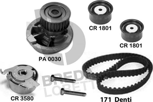 Breda Lorett KPA0159A - Pompa acqua + Kit cinghie dentate www.autoricambit.com