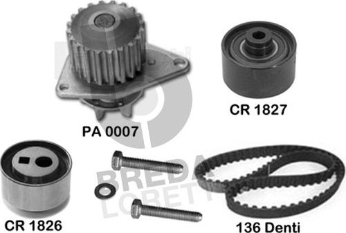 Breda Lorett KPA0111B - Pompa acqua + Kit cinghie dentate www.autoricambit.com