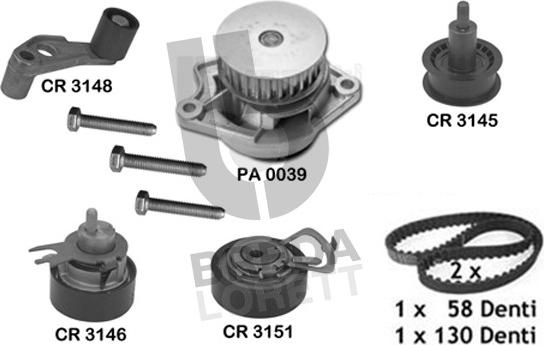 Breda Lorett KPA0289A - Pompa acqua + Kit cinghie dentate www.autoricambit.com