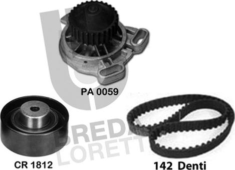 Breda Lorett KPA0707A - Pompa acqua + Kit cinghie dentate www.autoricambit.com