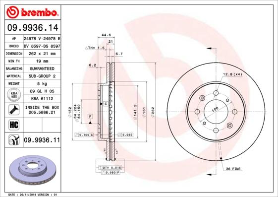 Brembo 09.9936.11 - Discofreno www.autoricambit.com