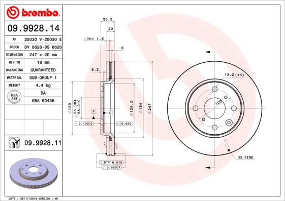 Brembo 09.9928.11 - Discofreno www.autoricambit.com