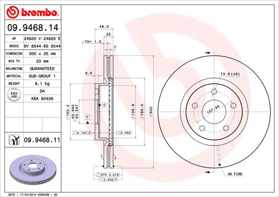 Brembo 09.9468.11 - Discofreno www.autoricambit.com