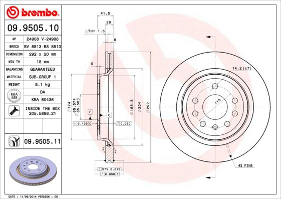 Brembo 09.9505.10 - Discofreno www.autoricambit.com