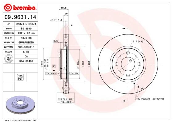 Brembo 09.9631.14 - Discofreno www.autoricambit.com