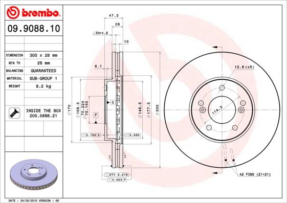 Brembo 09.9088.10 - Discofreno www.autoricambit.com