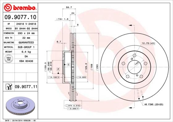 Brembo 09.9077.10 - Discofreno www.autoricambit.com