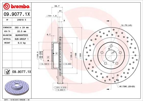 Brembo 09.9077.1X - Discofreno www.autoricambit.com