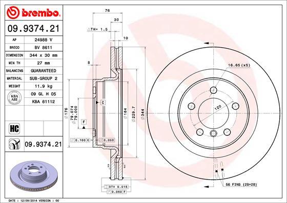 Brembo 09.9374.21 - Discofreno www.autoricambit.com