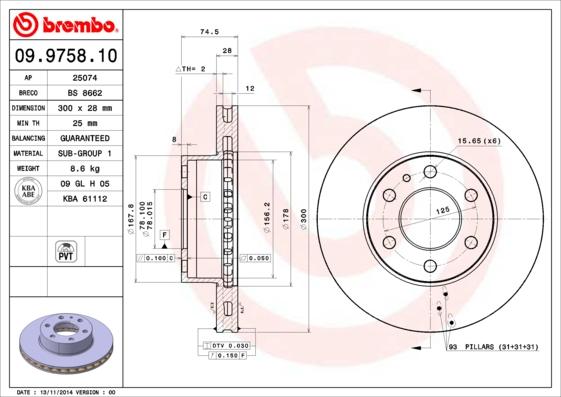 Brembo 09.9758.10 - Discofreno www.autoricambit.com