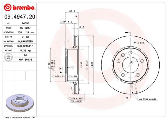 Brembo 09.4947.20 - Discofreno www.autoricambit.com