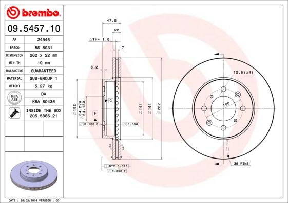 Brembo 09.5457.10 - Discofreno www.autoricambit.com