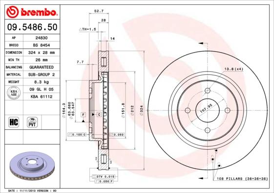 Brembo 09.5486.50 - Discofreno www.autoricambit.com