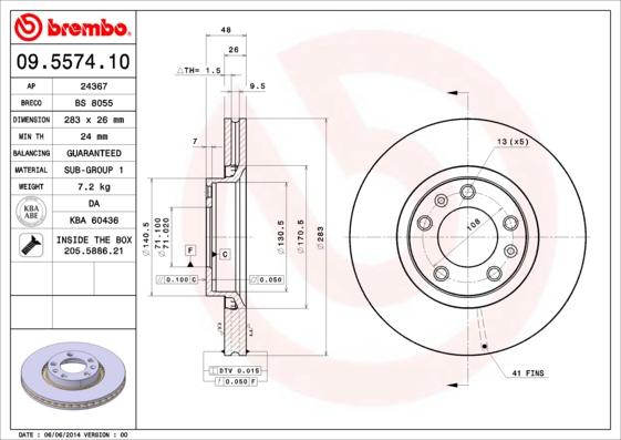 Brembo 09.5574.10 - Discofreno www.autoricambit.com