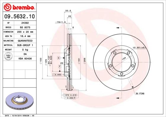 Brembo 09.5632.10 - Discofreno www.autoricambit.com