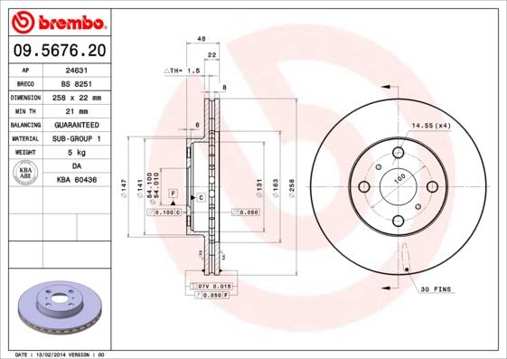 Brembo 09.5676.20 - Discofreno www.autoricambit.com