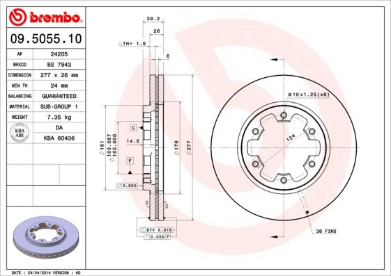 Brembo 09.5055.10 - Discofreno www.autoricambit.com