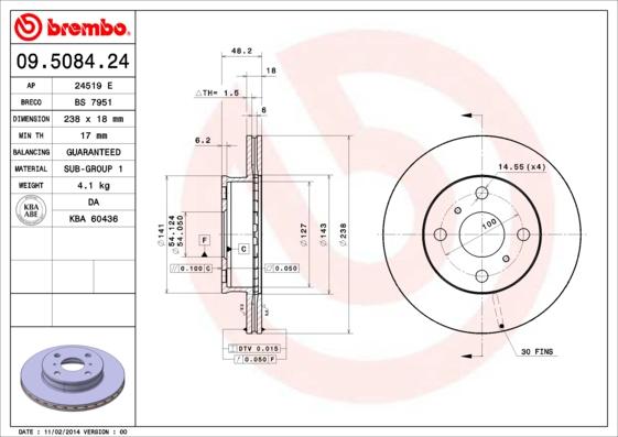 Brembo 09.5084.24 - Discofreno www.autoricambit.com