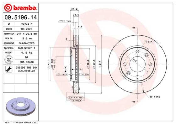 Brembo 09.5196.11 - Discofreno www.autoricambit.com