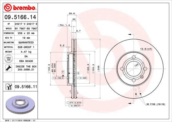 Brembo 09.5166.14 - Discofreno www.autoricambit.com