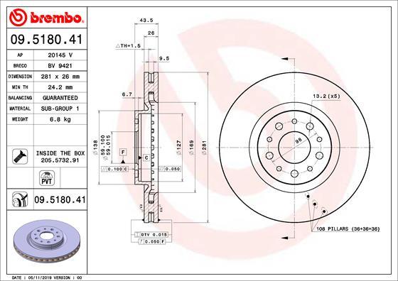 Brembo 09.5180.41 - Discofreno www.autoricambit.com