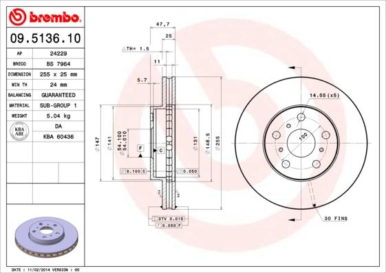 Brembo 09.5136.10 - Discofreno www.autoricambit.com