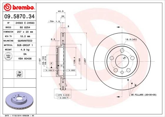 Brembo 09.5870.34 - Discofreno www.autoricambit.com