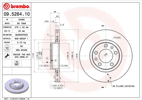 Brembo 09.5264.10 - Discofreno www.autoricambit.com