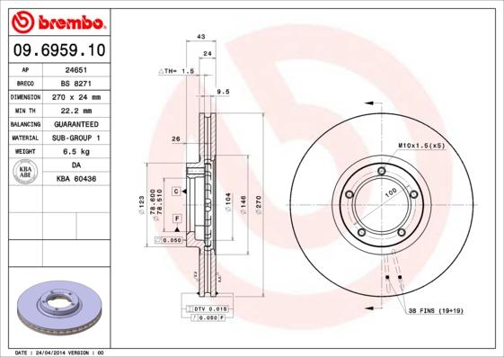 Brembo 09.6959.10 - Discofreno www.autoricambit.com