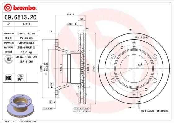 Brembo 09.6813.20 - Discofreno www.autoricambit.com