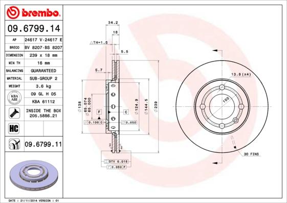 Brembo 09.6799.11 - Discofreno www.autoricambit.com