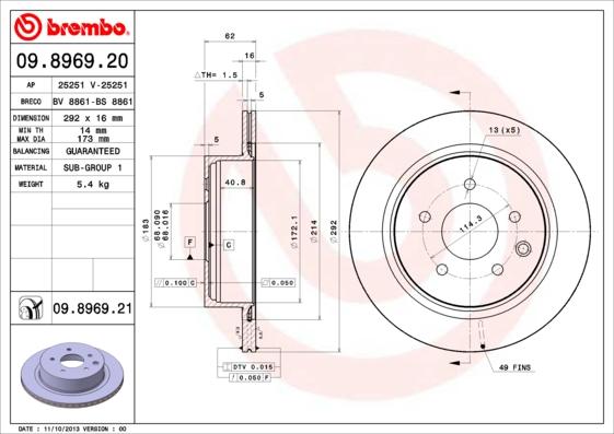 Brembo 09.8969.21 - Discofreno www.autoricambit.com