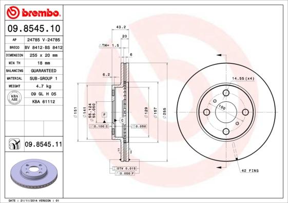 Brembo 09.8545.11 - Discofreno www.autoricambit.com