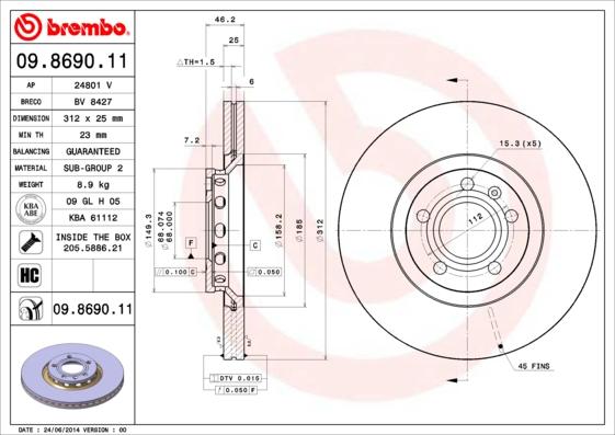 Brembo 09.8690.11 - Discofreno www.autoricambit.com