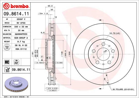 Brembo 09.8614.11 - Discofreno www.autoricambit.com