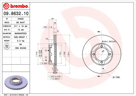 Brembo 09.8632.10 - Discofreno www.autoricambit.com