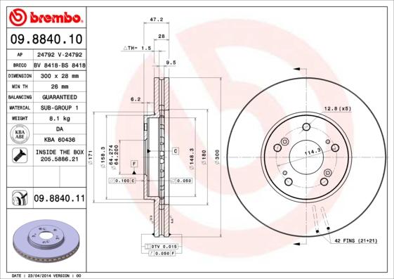 Brembo 09.8840.10 - Discofreno www.autoricambit.com