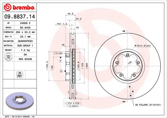 Brembo 09.8837.14 - Discofreno www.autoricambit.com