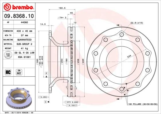 Brembo 09.8368.10 - Discofreno www.autoricambit.com