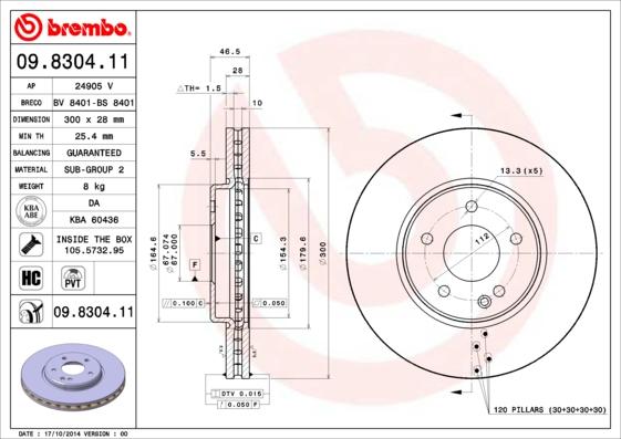 Brembo 09.8304.11 - Discofreno www.autoricambit.com