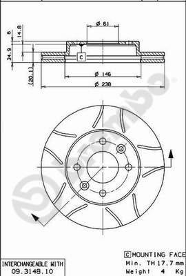 Brembo 09.3148.75 - Discofreno www.autoricambit.com