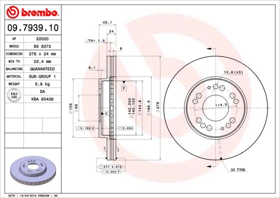 Brembo 09.7939.10 - Discofreno www.autoricambit.com