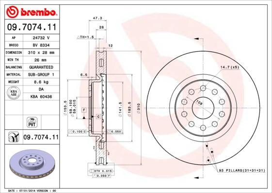 Brembo 09.7074.11 - Discofreno www.autoricambit.com