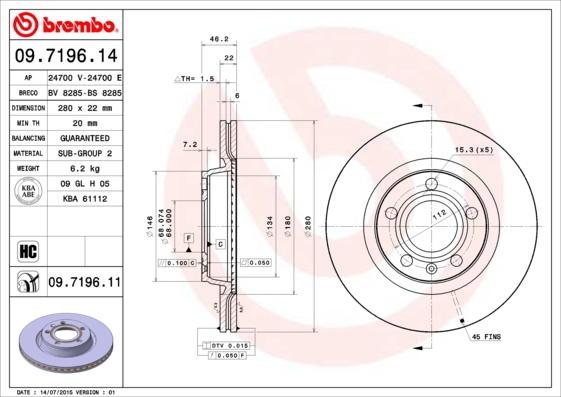 Brembo 09.7196.11 - Discofreno www.autoricambit.com